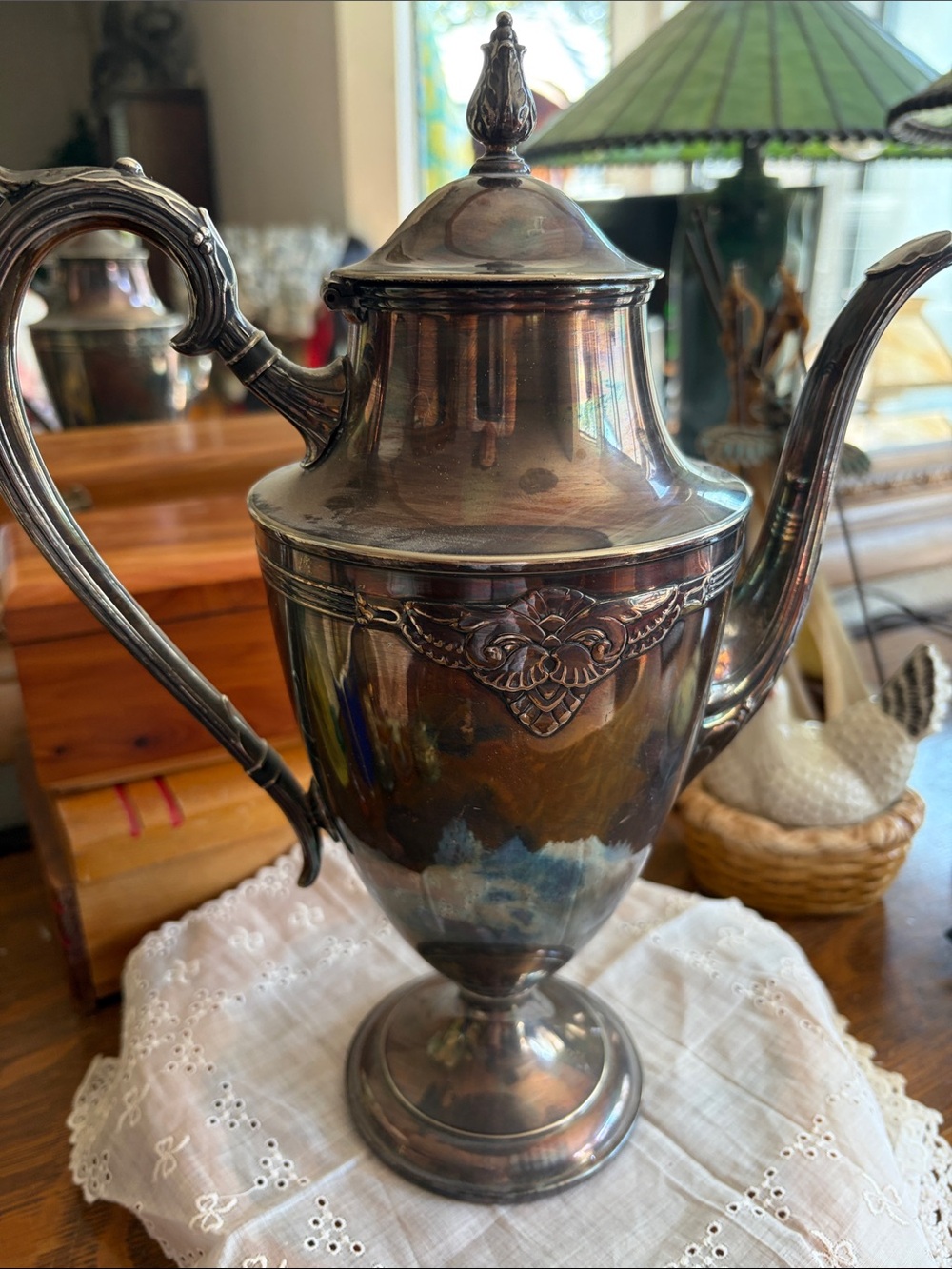 Ornate Silver-Tone Vintage-Style Coffee Urn